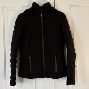 Nautica Black Hooded Puffer Jacket